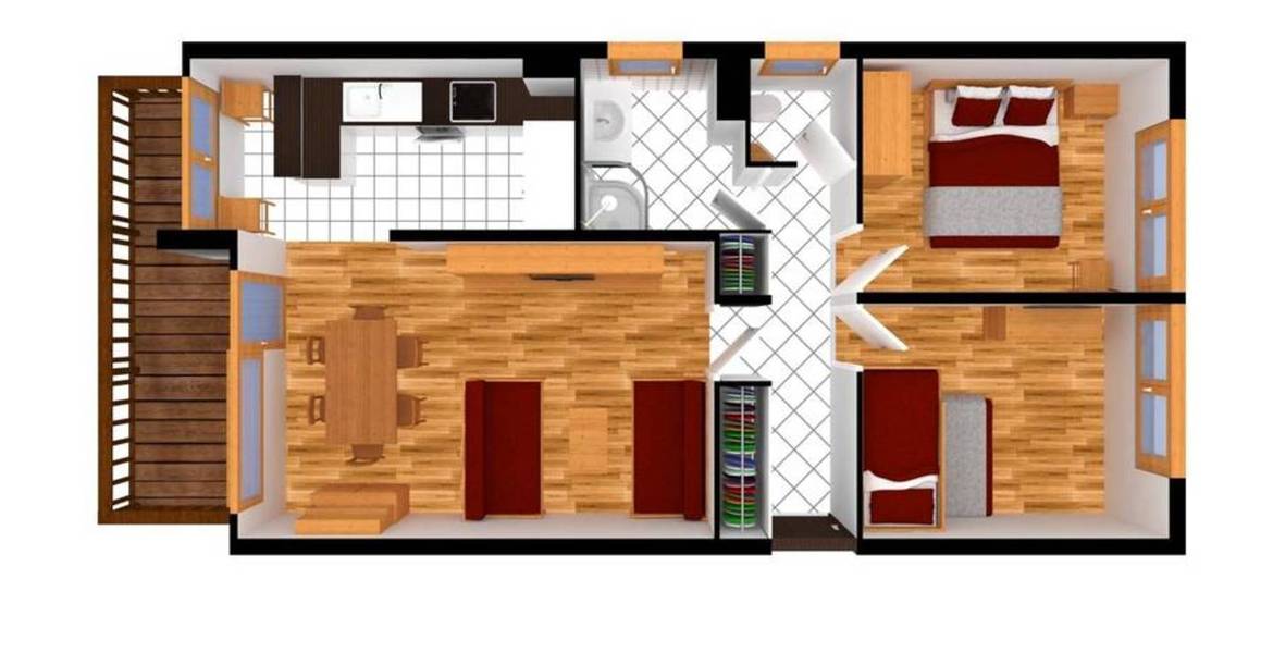 Квартира, в Куршевеле 1650 Морионд -56 м²- 3 спальни