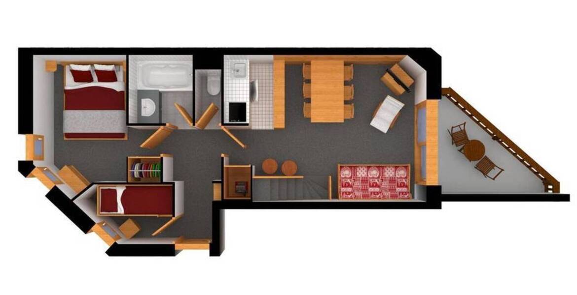 El apartamento es un dúplex ubicado en Courchevel Moriond